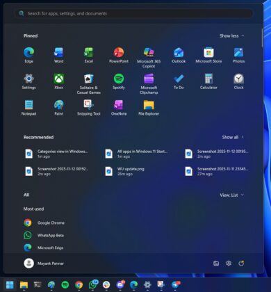 Windows 11’s new Start menu with Categories layout begins showing up on more PCs, and it really needs a resize button