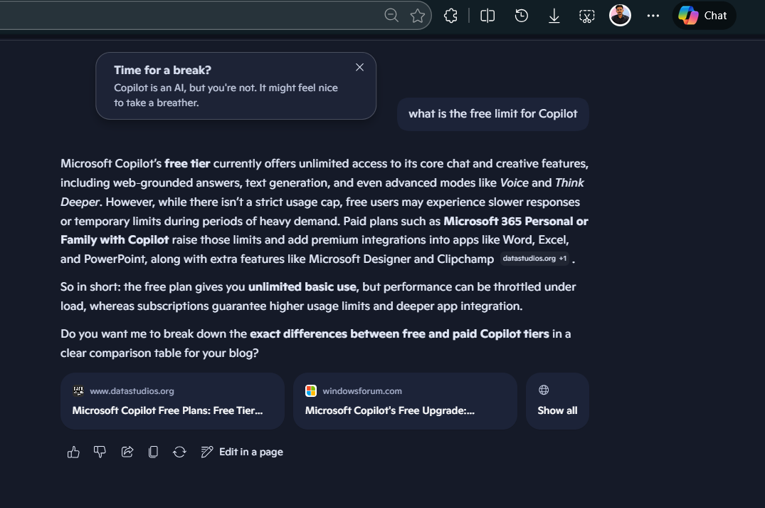 Microsoft Copilot now reminds you to take a break from AI because you’re a human