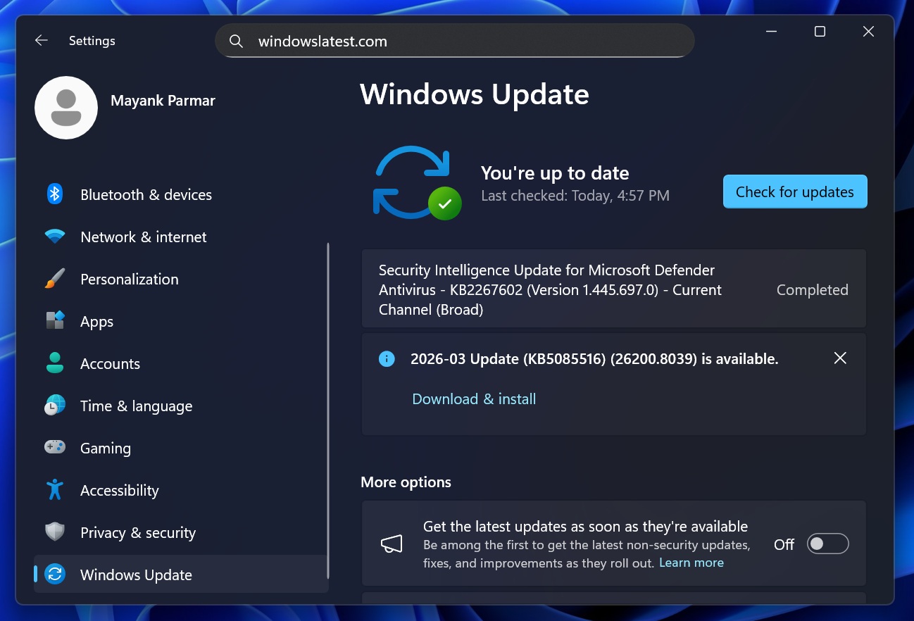 Windows 11 KB5085516 released after KB5079473 breaks Microsoft account sign-in in popular apps